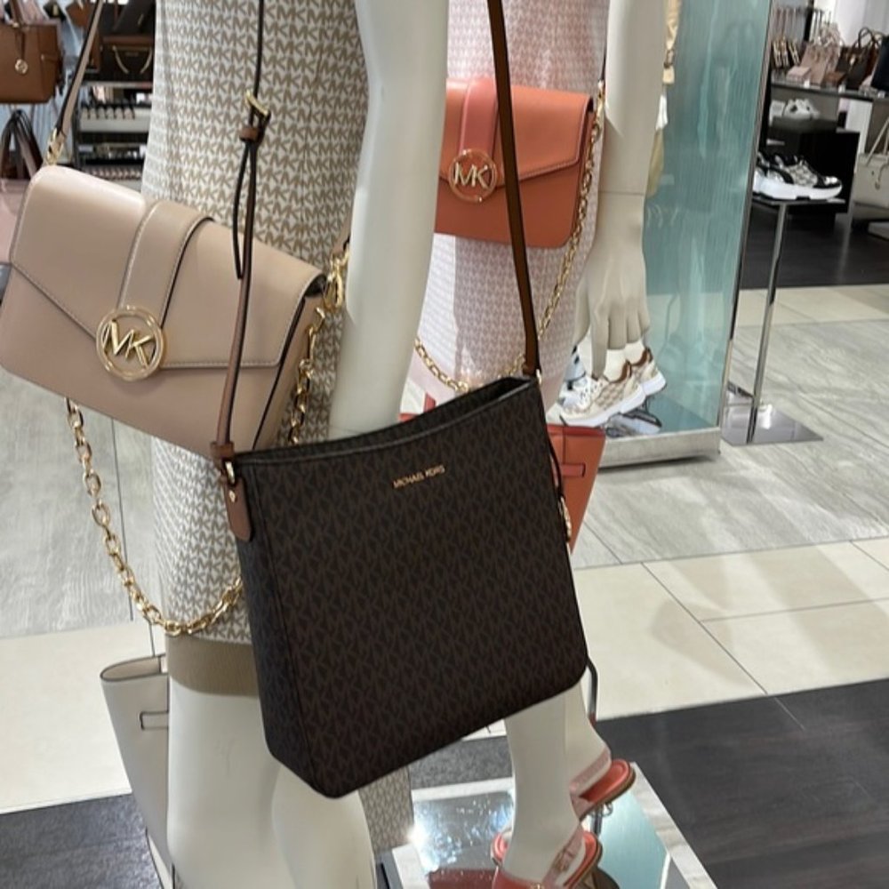 Michael Kors Jet Set Travel Large Messenger Crossbody Bag Brown - Picture 14 of 16